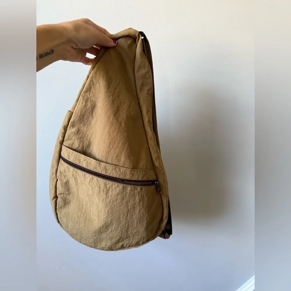 Ameri Bag Healthy Back Travel Bag Crossbody Sling Bag Canvas Brown Tan